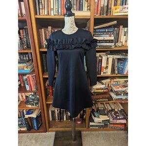 Ted Baker London Women’s 0 Navy Blue Ruffle Bodice Tunic Dress Elegant